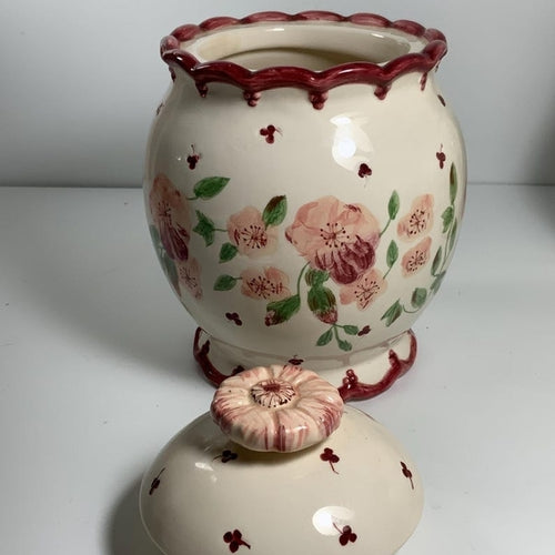 Laura Ashley Ceramic Canister Set - Cream and Maroon Floral