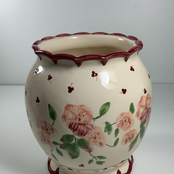 Laura Ashley Ceramic Canister Set - Cream and Maroon Floral
