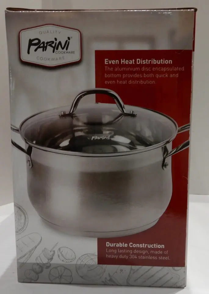 Parini 7 Qt Stainless Dutch Oven with Glass Lid