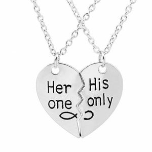 2pc Her One His Only Couple Necklace