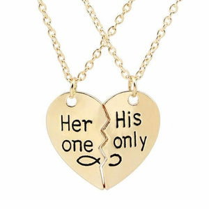 Open image in slideshow, 2pc Her One His Only Couple Necklace
